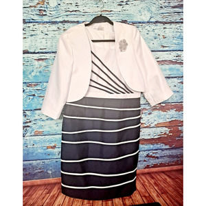 CAREER CHURCH DRESS SUIT SEPARATE SZ 14 NEW W/TAGS NAVY BLUE WHITE STRIPE